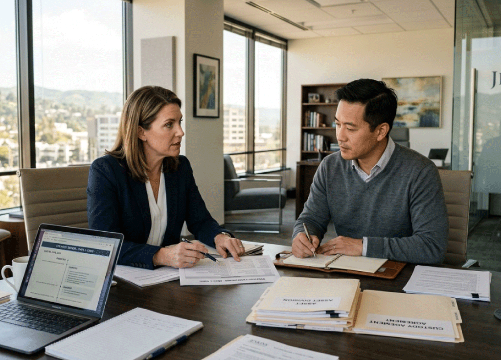 Man and woman meeting divorce narcissist marin county family law attorney